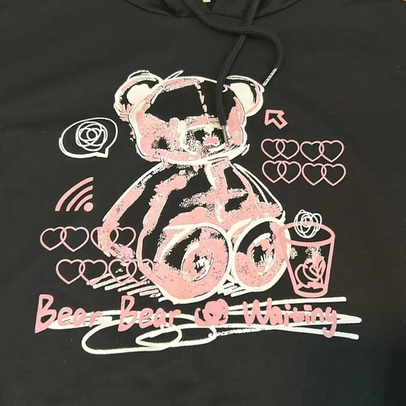 Black oversized teddy bear tee size small - Picture 2 of 5